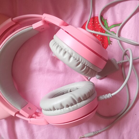 Pink Cat Ear Headphones w/Chord & Mic - Picture 4 of 4